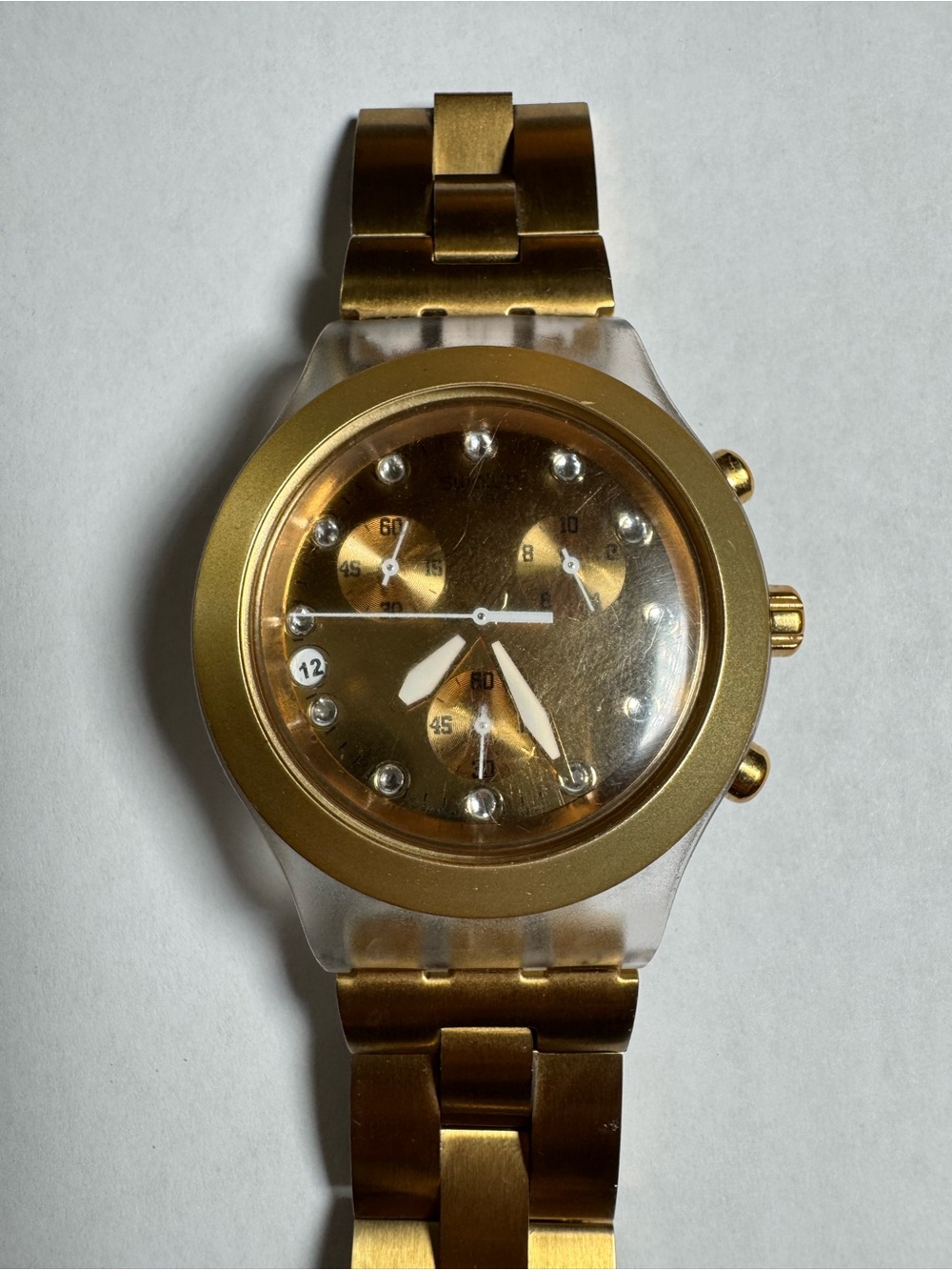 Swatch Irony Gold-Toned “Diaphane”Chronograph watch